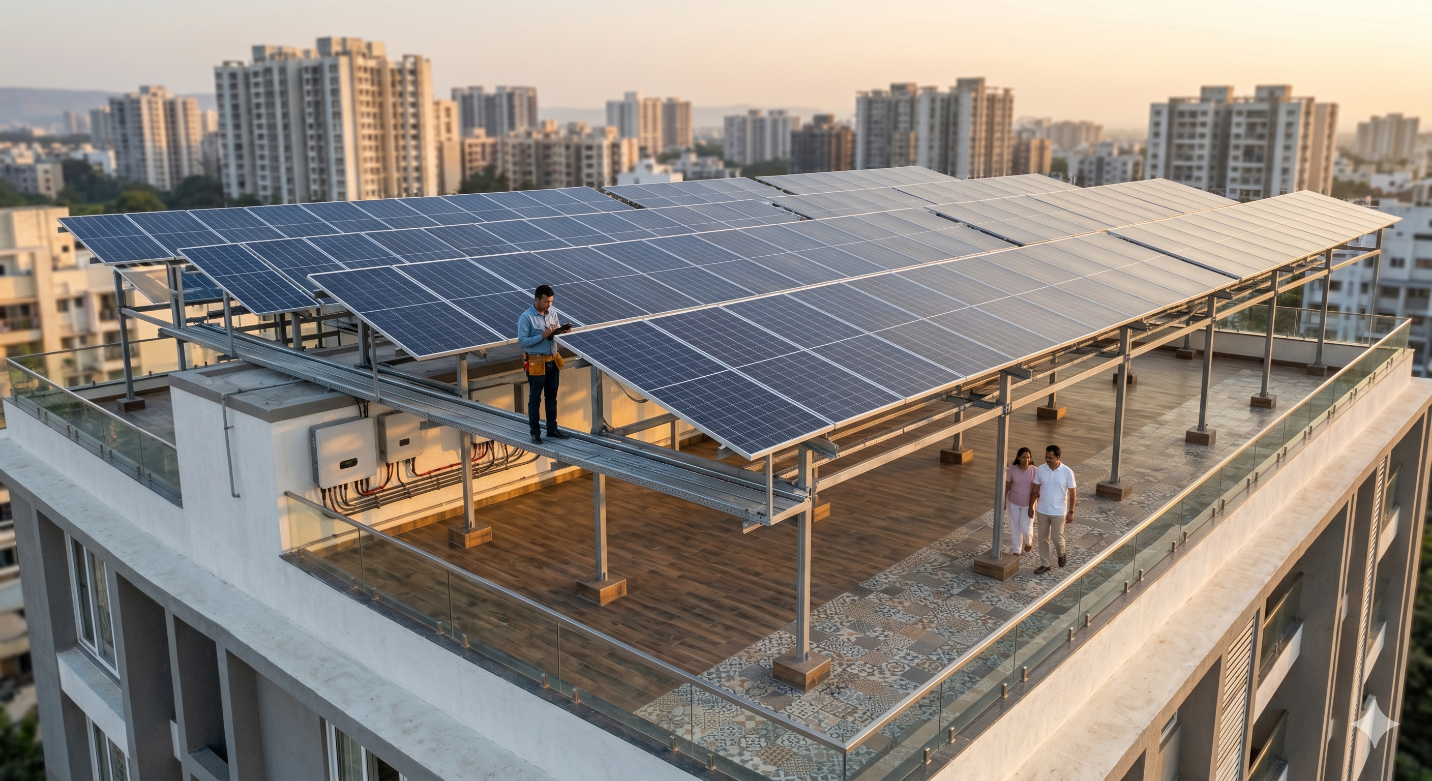 Rooftop solar installation on a residential building